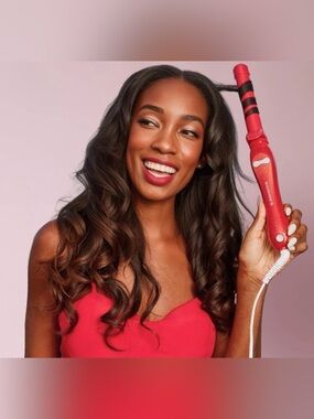 Beachwaver B1 Rotating Curling Iron 1" Red Glitter Limited Edition